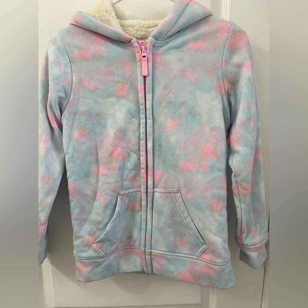Wonder Nation Girls Kid Tough Zip Hoodie with Faux Shearling Lining,Size L 10-12 - Picture 7 of 12